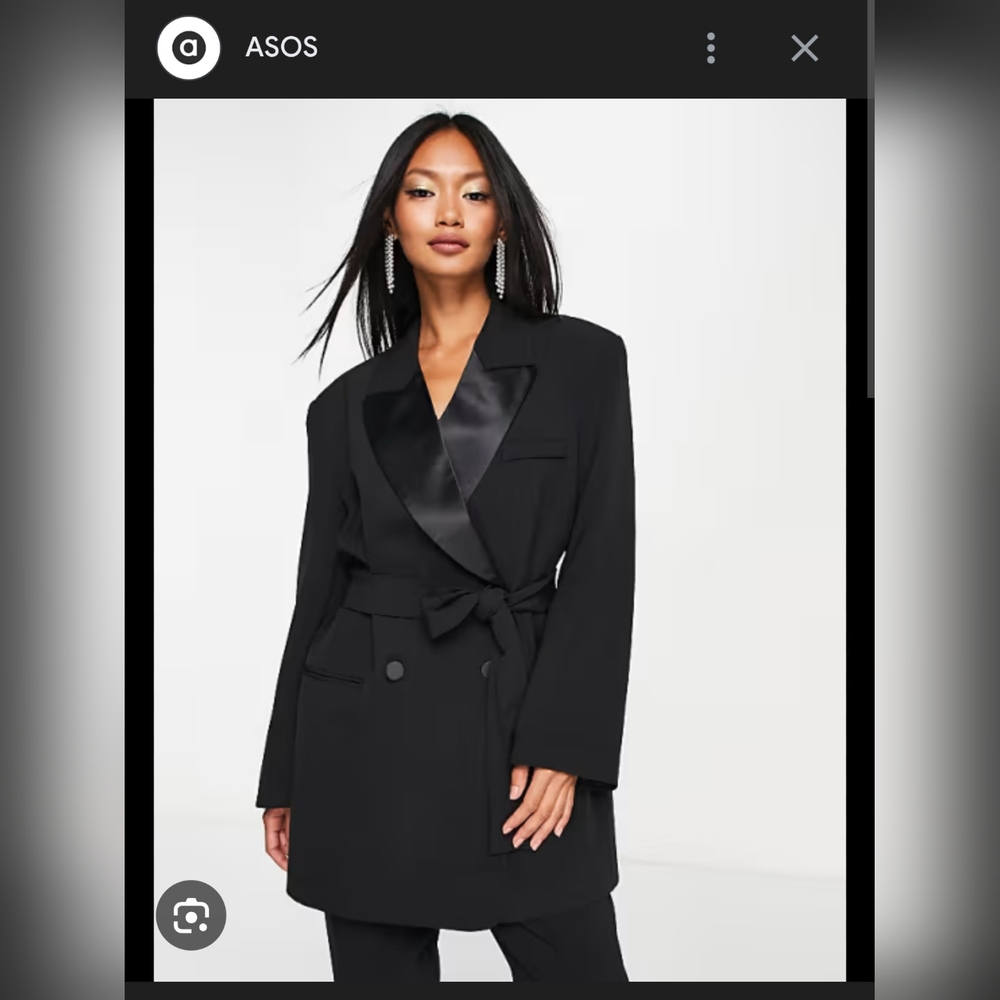 ASOS Women's Black Satin Lapel Blazer